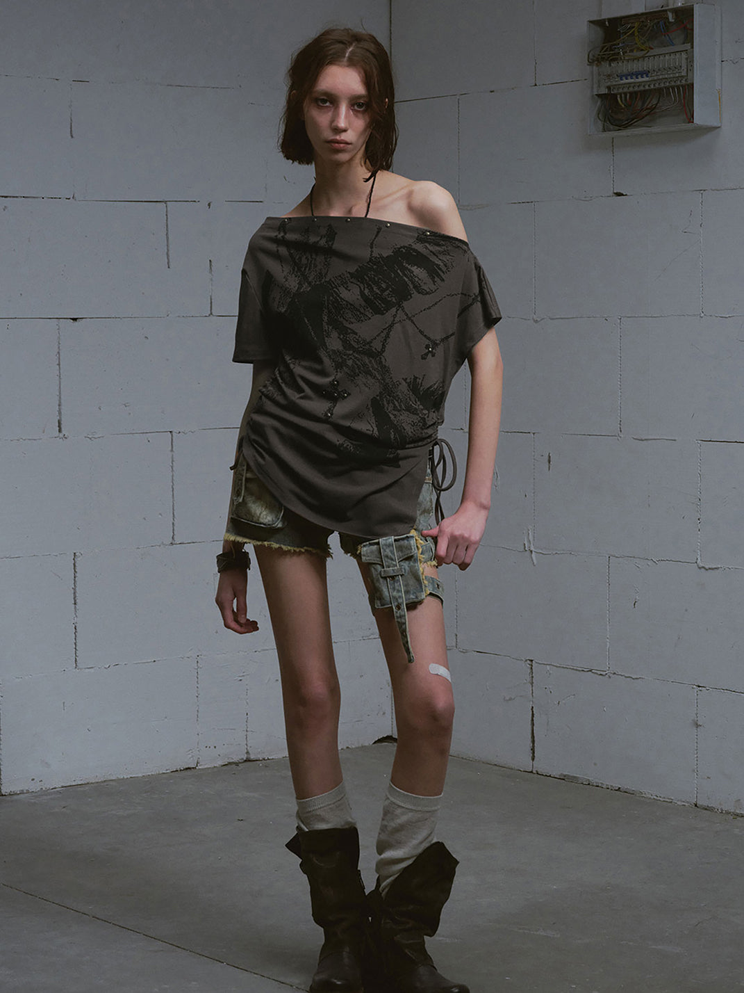 CestNous|Women's Washed Lace-Up Denim Shorts - PSYLOS 1, CestNous|Women's Washed Lace-Up Denim Shorts, Denim Shorts, CestNous, PSYLOS 1